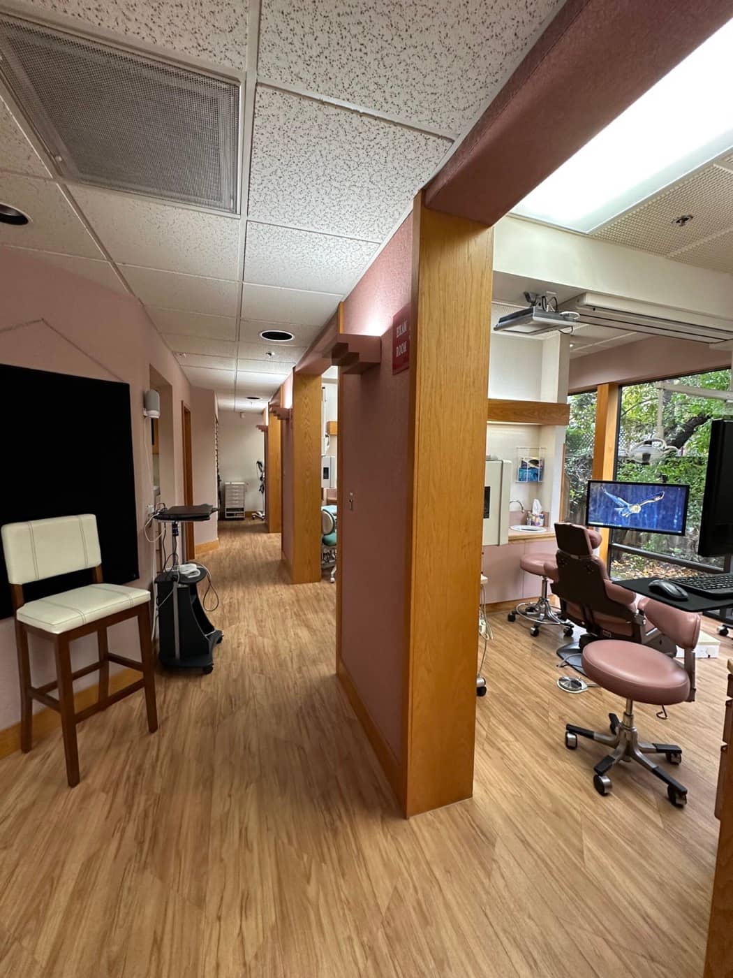 The hallway of treatment rooms